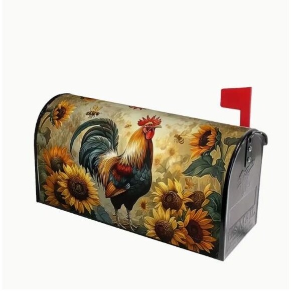 Rooster and Sunflower MailBox Cover 21x18in Adjustable strap & buckle - Picture 1 of 3